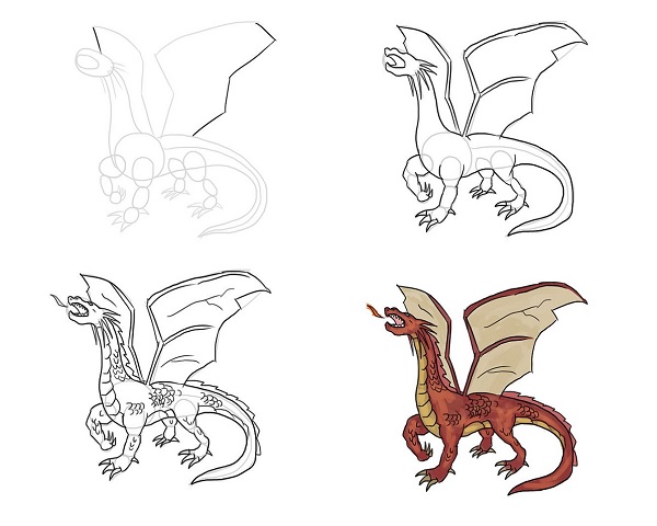 Как нарисовать дракона для детей. Драконы сзади срисовка. Поэтапные рисунки драконов. Поэтапный рисунок дракона. Нарисовать дракона пошагово.
